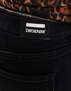 Dr Denim Lexy mid waist straight slim fit straight leg in black mist wash