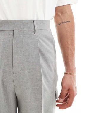 ASOS DESIGN wide leg smart co-ord cargo trouser in grey