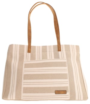 Womens Canvas Tote Bag Lucky Popper Fastening beige