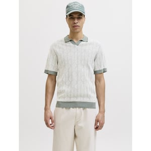 Jack & Jones Jprblublake structure knit split neck ss dessin