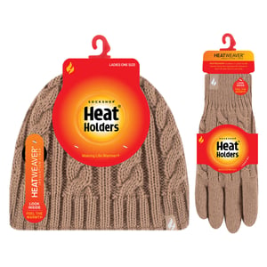 Ladies Fleece Lined Thermal Hat & Gloves Set for Winter