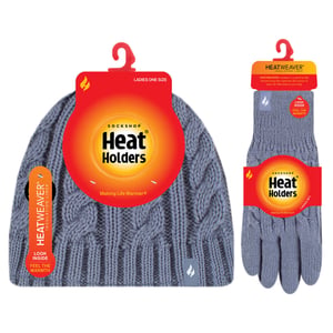 Ladies Fleece Lined Thermal Hat & Gloves Set for Winter