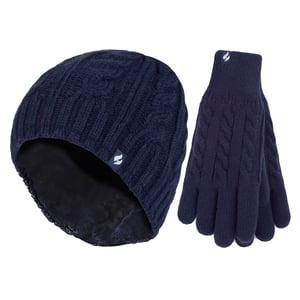 Ladies Fleece Lined Thermal Hat & Gloves Set for Winter