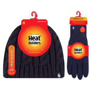Ladies Fleece Lined Thermal Hat & Gloves Set for Winter