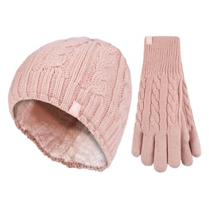 Ladies Fleece Lined Thermal Hat & Gloves Set for Winter