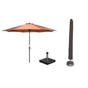 Garden Impressions Lotus parasolset Ø300 cm koper met voet en hoes