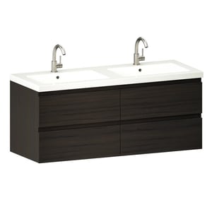Mirlux Badkamermeubel asora 120cm 2 kraangaten walnoot wastafel wit