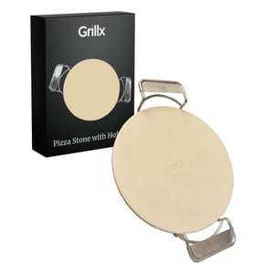 GrillX Pizzasteen met houder 30,5 cm diameter oven en bbq pizza steen -