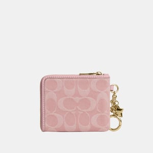 Small Corner Zip Wallet In Signature Denim With Charms