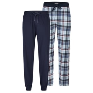 Phil & Co Heren lange pyjamabroeken 2-pack geruit/donker