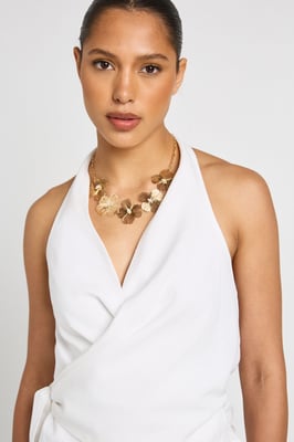 Openwork Flower Statement Necklace
