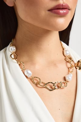 Pearl Abstract Link Necklace