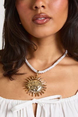 Statement Rope Sun Pendant Necklace
