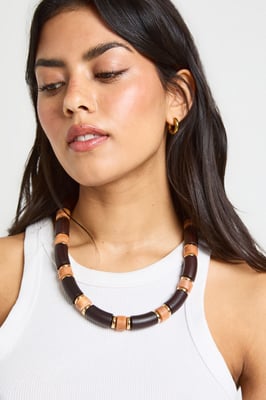 Wooden Beaded Statement Necklace