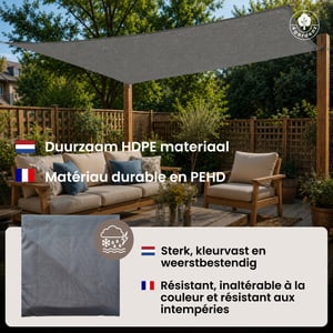 4gardenz Schaduwdoek waterdoorlatend rechthoek 2x4 mtr -
