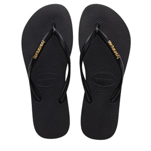 Havaianas slim logo metallic black gol teenslippers dames