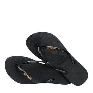 Havaianas slim logo metallic black gol teenslippers dames
