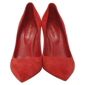 Sergio Rossi Pointed Toe Pumps in Red Suede