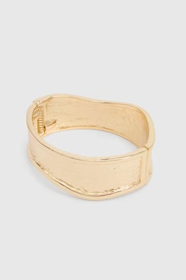 Gold Hammered Abstract Snap Bangle