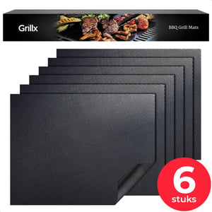 GrillX Barbecue mat 6 stuks herbruikbare bakmat 40 x 33 cm anti-kleef