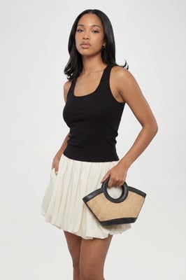 Contrast Raffia Grab Bag