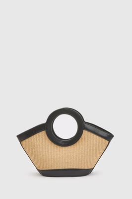 Contrast Raffia Grab Bag