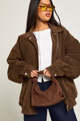 Faux Suede Knot Handle Grab Bag