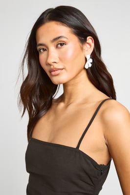White Petal Statement Earrings