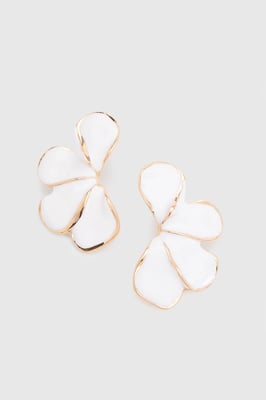 White Petal Statement Earrings