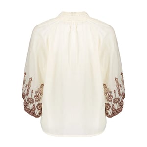 Geisha 63434 10 blouse embroidered sleeves off white