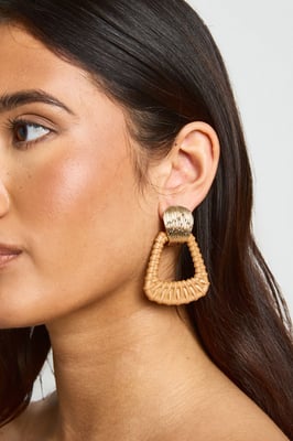Rattan Oversized Door Knocker Earrings
