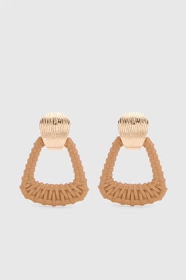 Rattan Oversized Door Knocker Earrings