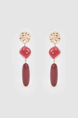 Red Stone Statement Drop Earrings