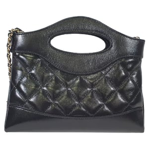 Chanel Fijn Gequilt Nano 31 Shopper in Zwart Kalfsleer