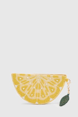Beaded Lemon Slice Novelty Clutch Bag
