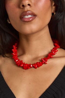 Statement Red Beaded Necklace