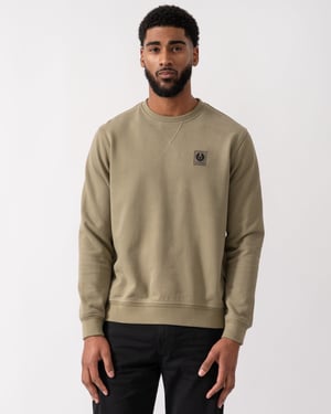 Classic Style Long Sleeve Crew Neck Sweatshirt Logo Detail in Sage Green Sweatshirt