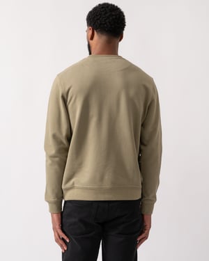 Classic Style Long Sleeve Crew Neck Sweatshirt Logo Detail in Sage Green Sweatshirt