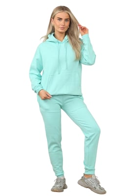 Womens Mint Pullover Tracksuit Hooded Set Hoodie Long Sleeve