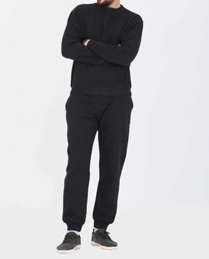 Crewneck Tracksuit Mens Black Plain Fleece Sweatshirts