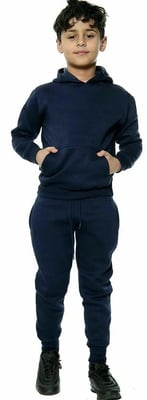 Kids Navy Pullover Tracksuit Hoodie Joggers