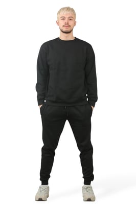Crewneck Tracksuit Mens Black Fleece Jumper Sweatshirts Jogging Bottoms