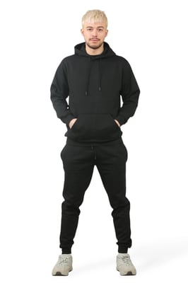Hooded Tracksuit Mens Black Fleece Jumper Jogging Bottoms