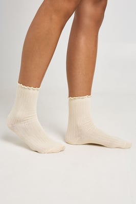 Ribbed Frilled Trim Socks 3 Pack