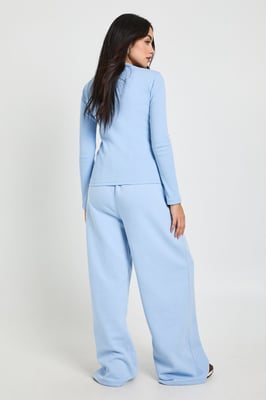 Rib Button Through Long Sleeve Top Tracksuit
