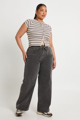 Plus Elasticated Back Tie Drawstring Straight Leg Jean