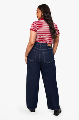 Plus Mid Waist Baggy Fit Jean