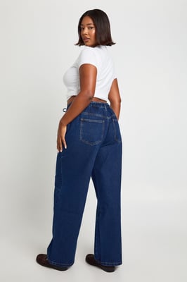 Plus Elasticated Back Tie Drawstring Straight Leg Jean