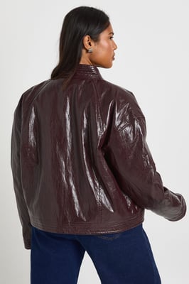 Plus Faux Leather Oversized Jacket
