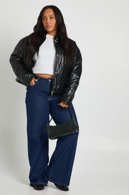 Plus Faux Leather Oversized Jacket